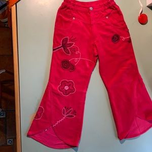 Oilily size 128 cotton velour pants with cute details.